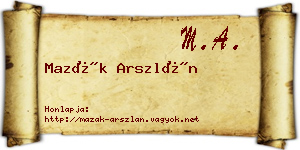 Mazák Arszlán névjegykártya